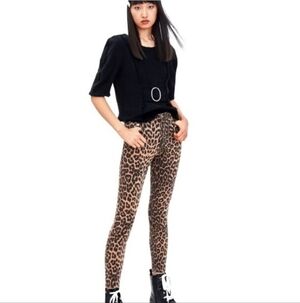 Topshop Brown Leopard Print Leggings - Size 2     NWT